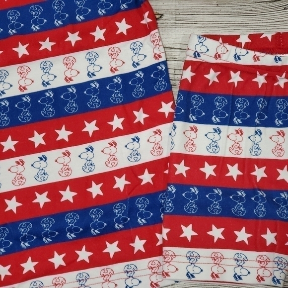 Hanna Andersson Patriotic Short John PJs Peanuts Organic Cotton Size 5 NWT - Picture 2 of 4